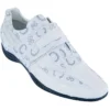Los Altos White Genuine Ostrich W/Fashion Design Casual Shoes With Velcro Strap ZC084928