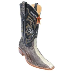 Los Altos Winterwhite Brown Genuine All-Over Ostrich Leg Square Toe Cowboy Boots 710577