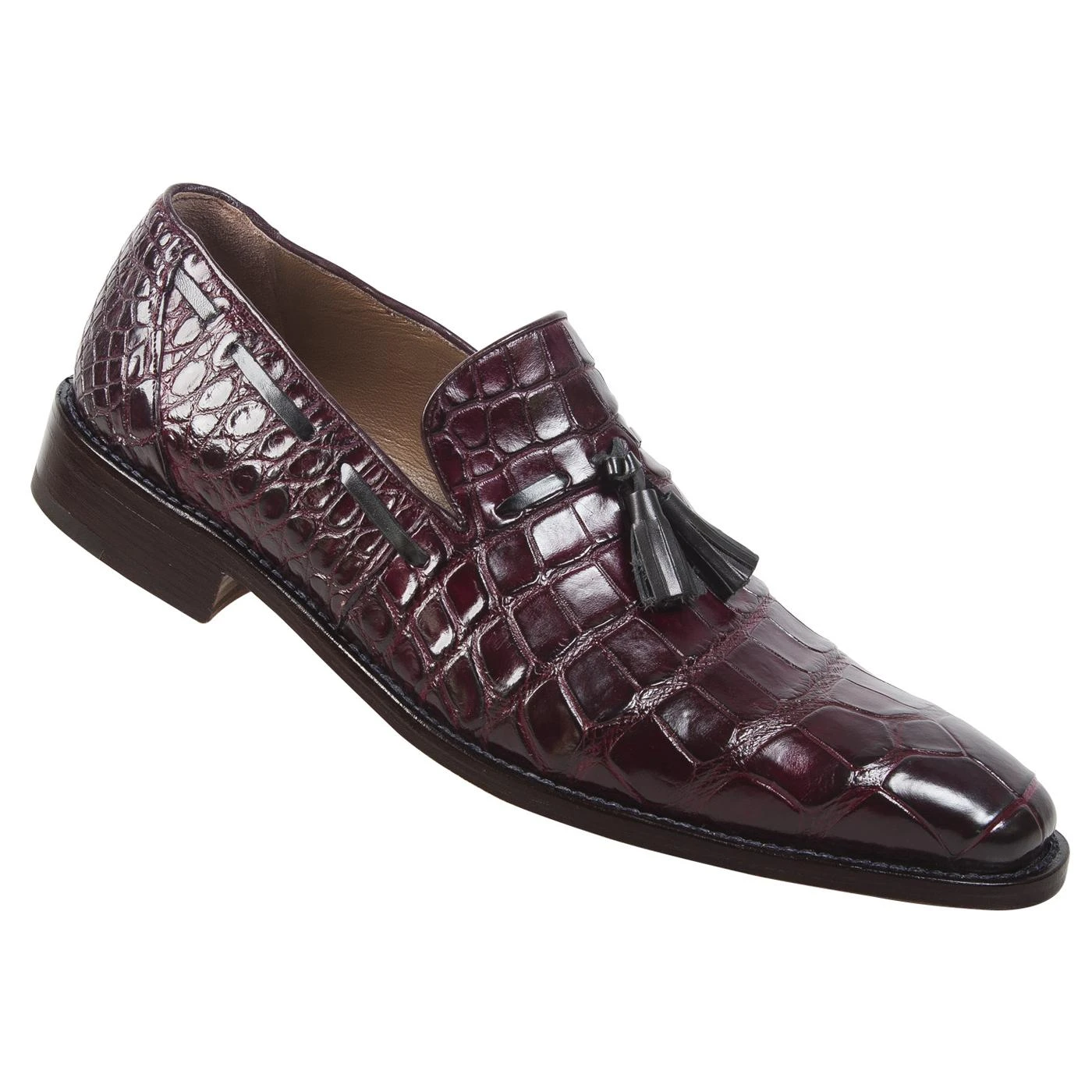 Mauri 1034 Burgundy Genuine Baby Alligator Hand Painted Shoes.