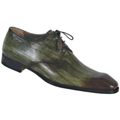 Mauri "1056" Hand Painted Dark Brown / Green Genuine Eel Shoes