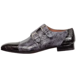 Mauri 1152 "Mystery" Body Alligator Hand Painted Black / Medium Grey Genuine All-Over Alligator Shoes