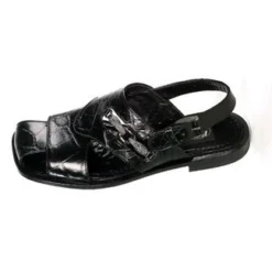 Mauri "1237" Black All-Over Genuine Alligator Sandals