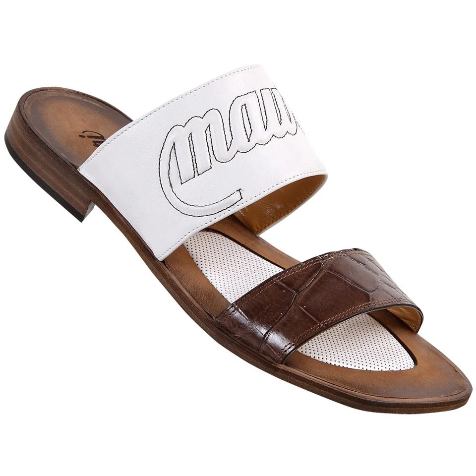 Mauri "1534" Land / Light White Genuine Body Alligator / Nappa Mauri Embossed Sandals