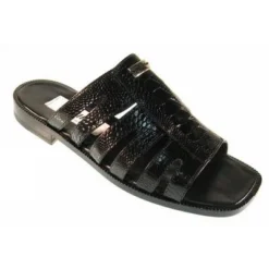 Mauri "1577-1" Black Genuine All-Over Ostrich Leg Sandals