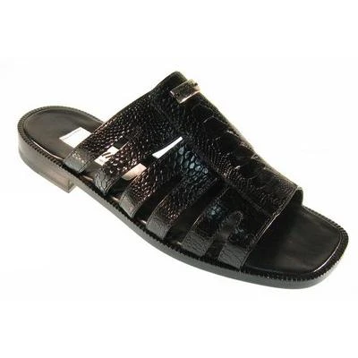 Mauri "1577-1" Black Genuine All-Over Ostrich Leg Sandals