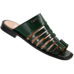 Mauri "1602" Forest Green Genuine Tejus Lizard / Shark Skin Sandals