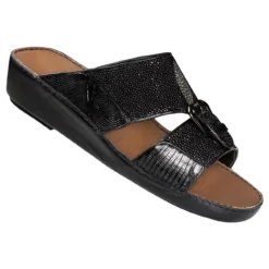 Mauri "1758" Black Genuine Stingray / Lizard Platform Sandals