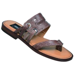Mauri "1770" Zebra Light Nicotine Genuine Ostrich Sandals