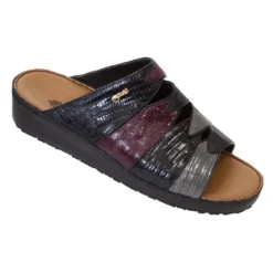 Mauri 1820 Black / Medium Grey / Ruby Red Genuine Lizard Platform Sandals