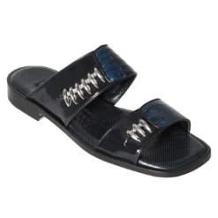 Mauri "1845" Iris Blue / Blue Genuine Lizard / Patent Leather Sandals