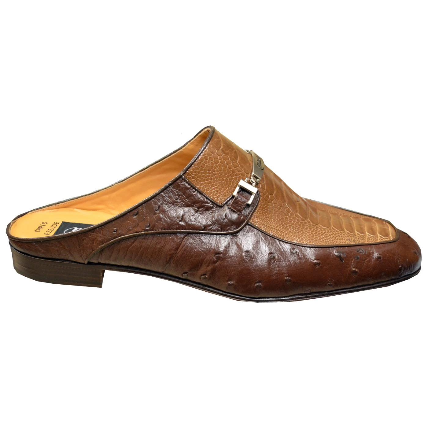 Mauri "2450/1" Sport Rust Dark Genuine Ostrich / Cork Ostrich Leg Half Dress Shoes - Image 2