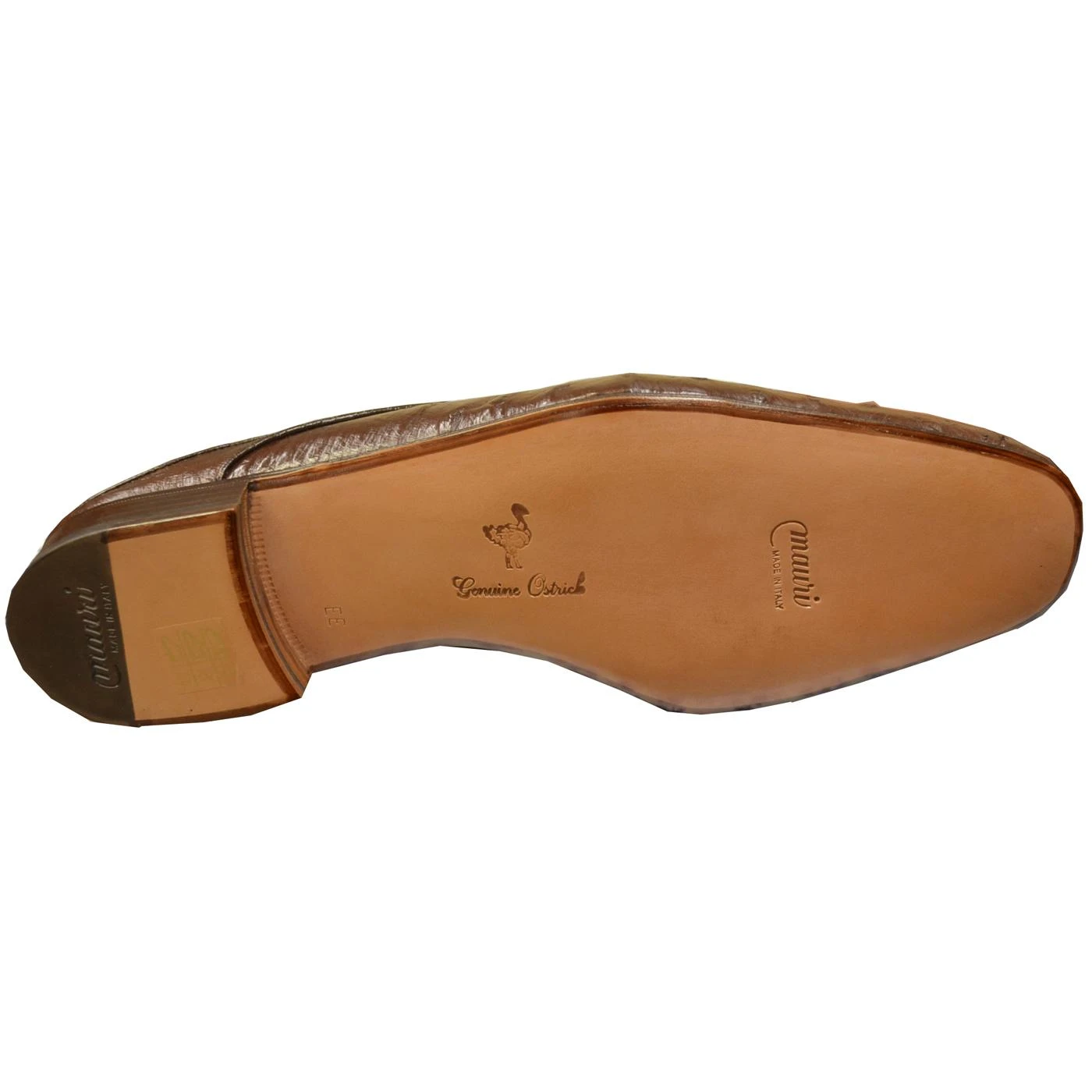 Mauri "2450/1" Sport Rust Dark Genuine Ostrich / Cork Ostrich Leg Half Dress Shoes - Image 3