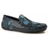 Mauri "3163" Wonder Blue Genuine Ostrich / Wonder Blue / New Blue / Caribbean Blue Body Alligator Loafer Casual Shoes.