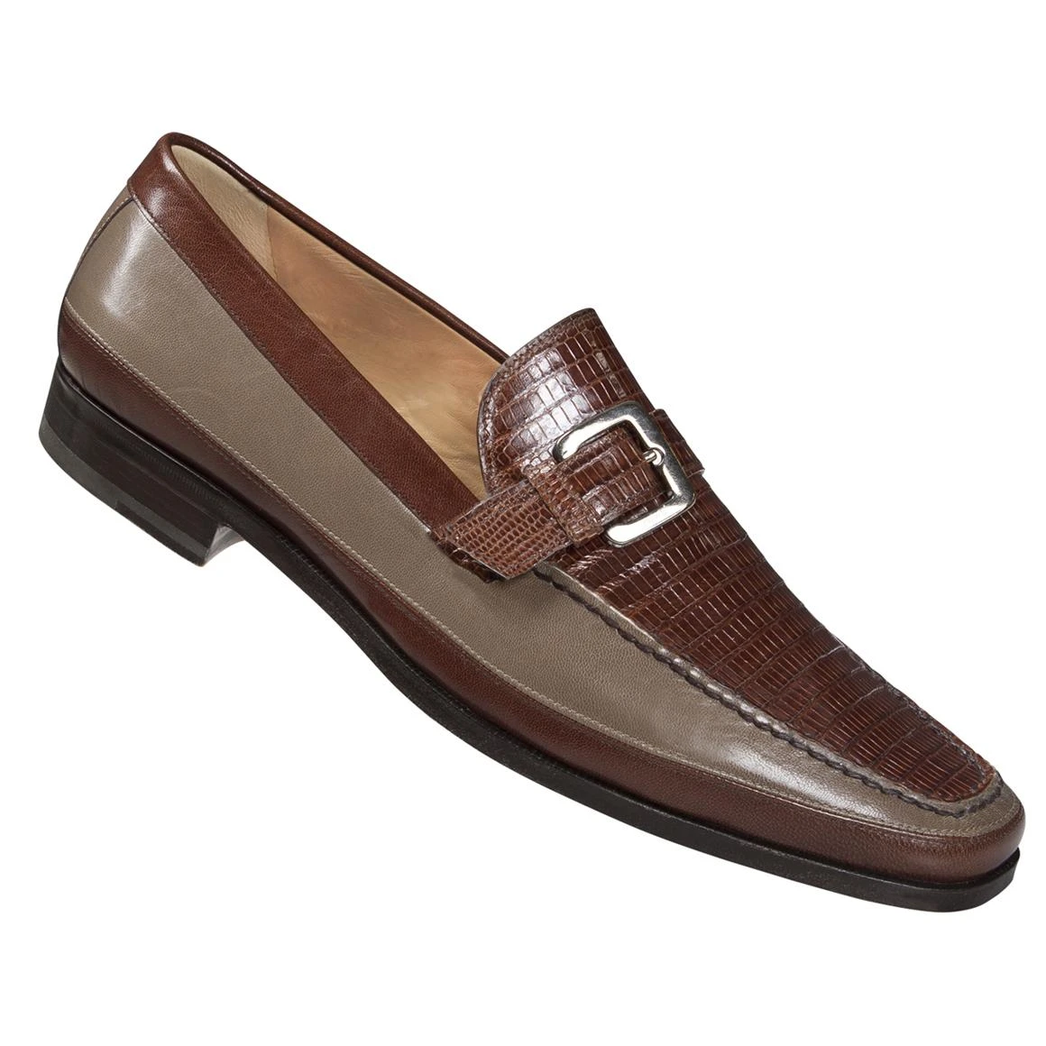 Mauri "3705/4" Gold Genuine Oyster / Lizard Loafer With Monk Strap