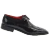 Mauri 4100 Black Genuine Ostrich Leg / Patent Leather Shoes