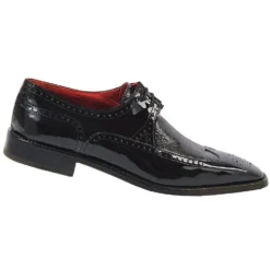 Mauri 4100 Black Genuine Ostrich Leg / Patent Leather Shoes