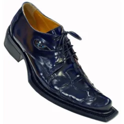 Mauri "44184/1" Navy Blue Genuine Alligator / Polished Calf Leather Shoes With Eyes