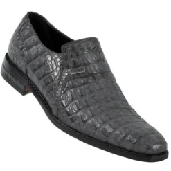 Mauri "4477" Medium Grey All-Over Genuine Hornback Crocodile Shoes