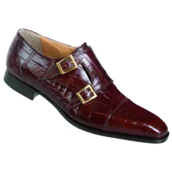 Mauri "4560/1" Gold Genuine All Over Alligator With Two Monk Strap Loafer Shoes