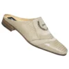 Mauri "4604" Cream Genuine Lizard / Suede / Embroidery Half Shoes