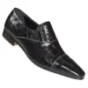 Mauri "4618" Black Genuine All Over Alligator Dressy Shoes