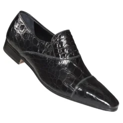 Mauri "4618" Black Genuine All Over Alligator Dressy Shoes