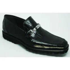 Mauri 4692 Black Genuine All Over Alligator With Bracelet Loafer Shoes