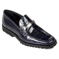 Mauri 4692 Wonder Blue Genuine All Over Alligator With Bracelet Loafer Shoes.