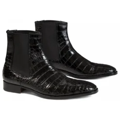 Mauri "4795/1" Black Genuine Baby Alligator Dressy Boots.