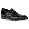 Mauri "4796" Navy Blue Genuine Alligator Loafer Monk Strap Dress Shoes.