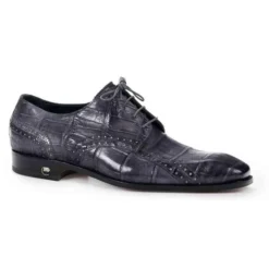 Mauri ''4858''Burnished Medium Grey Genuine Body Alligator Hand Painted Shoes.