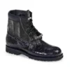 Mauri ''4884'' Black Genuine Body Alligator / Baby Crocodile Hand Painted Boots.