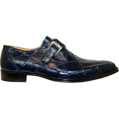 Mauri 514 Navy Genuine Genuine Alligator Monk Strap Shoes - Image 3