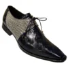 Mauri 53125 Wonder Blue / Platinum Genuine All-Over Alligator Belly Skin Shoes.
