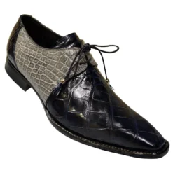 Mauri 53125 Wonder Blue / Platinum Genuine All-Over Alligator Belly Skin Shoes.