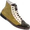 Mauri 8888 Cream / Apple / Money Green Genuine All-Over Ostrich Leg Sneakers With Silver Mauri Alligator Head