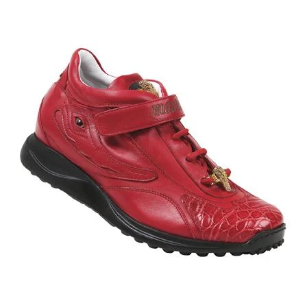 Mauri 8931 Red Genuine Alligator / Nappa Boots With Eyes, Monk Strapes, Mauri Gold Alligator Head