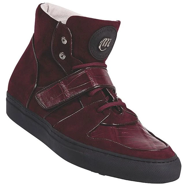 Mauri "Airplay" 8877 Ruby Red Genuine Crocodile / Suede Sneakers