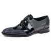 Mauri "Aurelia" 53130/2 Charcoal Grey Genuine Baby Crocodile / Black Patent / Medium Grey Calf Shoes.