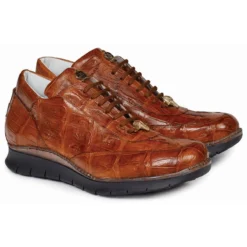 Mauri "Borromini" 8932 Cognac Genuine Body Alligator Hand Painted Sneakers.