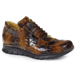 Mauri "Borromini" 8932 Corn / Brown Genuine Body Alligator Hand Painted Casual Sneakers.
