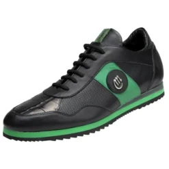 Mauri "Brera" 8652 Black Genuine Baby Crocodile Nappa Perforated Leather Shoes