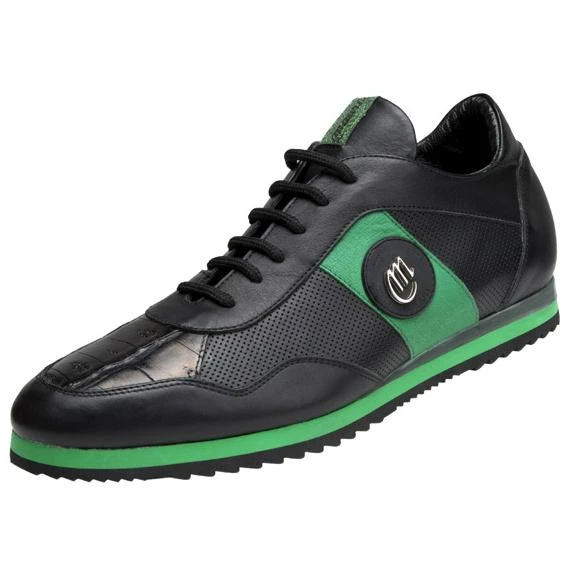 Mauri "Brera" 8652 Black Genuine Baby Crocodile Nappa Perforated Leather Shoes
