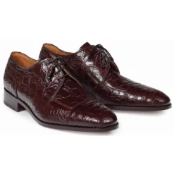 Mauri "Brunelleschi" 4598/1 Sport Rust Genuine Crocodile Flank Lace-up Dress Shoes.