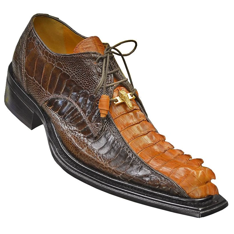 Mauri "Cactus" 44205 Chocolate / Peanut Butter Genuine Hornback Crocodile Tail / Ostrich Shoes