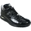 Mauri "Caiman" 8815 Black Genuine Hornback Alligator/Ostrich Sneakers With Eyes & Silver Mauri Alligator Head