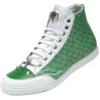 Mauri "Campeggio" 8506 White / Green Genuine Baby Crocodile / Nappa Leather / Saffiano Fabric Sneakers