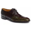 Mauri "Colosseo" 4787 Dark Brown Genuine Ostrich Leg / Money Green Baby Crocodile Shoes.