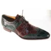 Mauri "Como" 53130 Forest Green Genuine Body Alligator / Dark Rust Baby Crocodile Shoes
