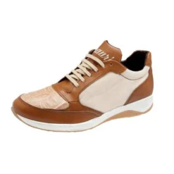 Mauri "Creme" 54330 Cognac / Corn Genuine Baby Crocodile Calf Leather Sneakers